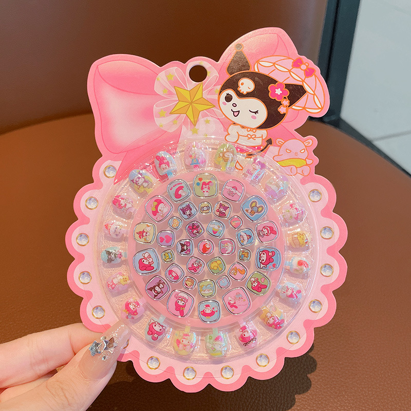 Sanrio children's nail stickers girl's manicure patch girls wear nails special three-dimensional diamond stickers cute