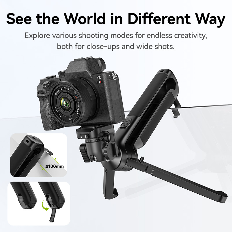 Ulanzi TT38 One-click Quick Release Tripod Uka Tripod Top Handle Grip for Camera Netting bracket with a Hidden Hook 180° Tilt. 