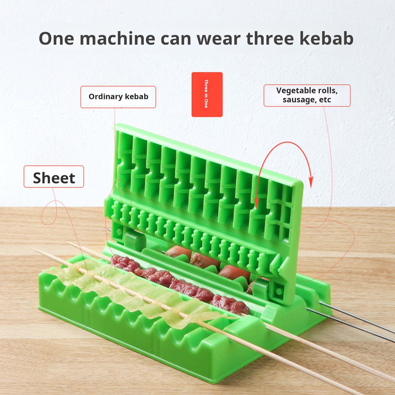 Kabob Skewer Maker 3-in-1 Non-stick Bbq Kebab Tool Easy to Use Skewer Maker for Meat Vegetables Intestines Manual Mold Box Machine Perfect for Cooking High Quality Skewer Accessory. 