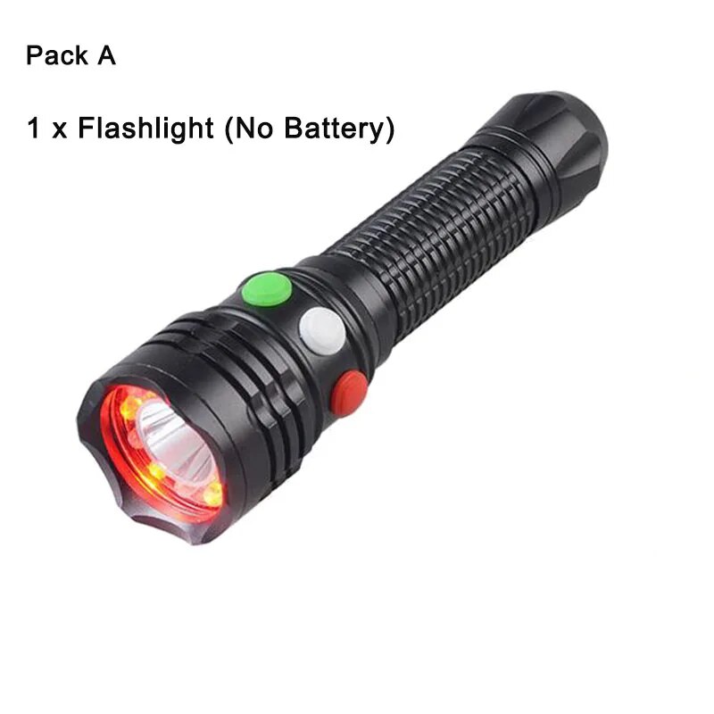 Railway Signal Flashlight Multifunctional Rechargeable Torch Light With Magnet Base Aluminum Hard 3 Color Light Torch. 