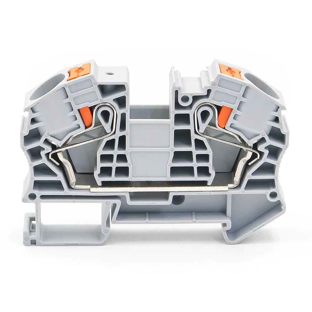 PT-16 Din Rail Terminal Block Conductor Wire Connector Push In Spring Screwless Connection Feed Through Terminal Blocks PT16. 