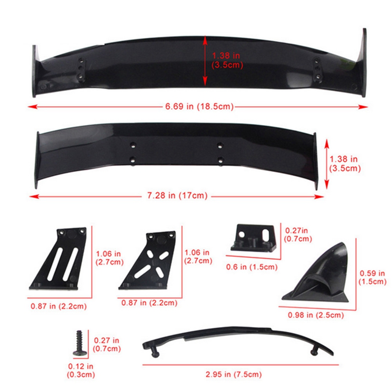 2X for 1/10 RC Racing Drift Car Rear Wings Drift Road Body Spoiler Wing Universal Parts Accessories