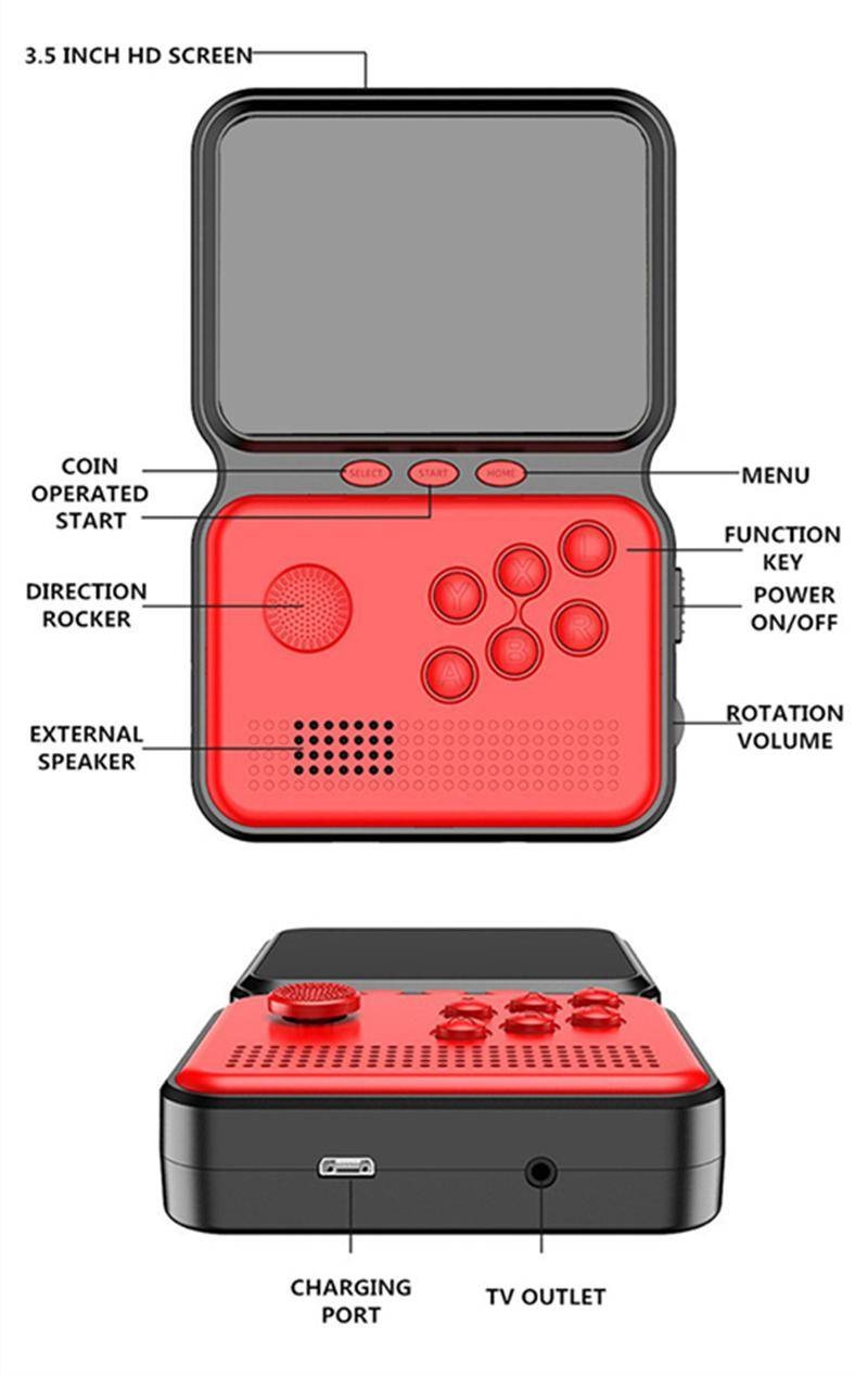 M3 Retro Portable Mini Handheld Game Console 8-Bit 3.0 Inch Color LCD Color Game Player Built-in 900+ Classic Game box power. 