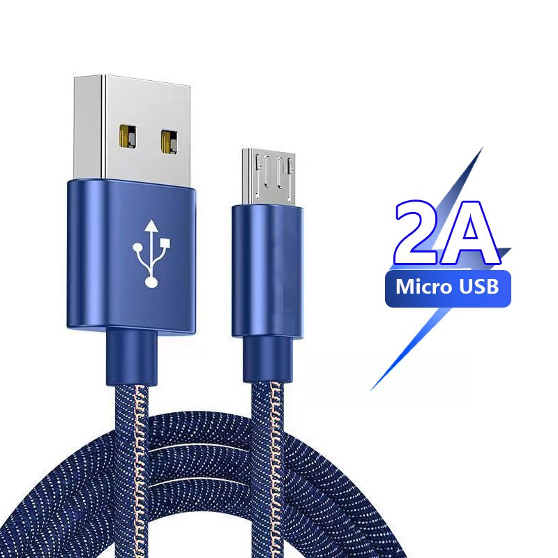 【happy one】Micro USB Denim Cable Fast Charging Cord Xiaomi Redmi 4X Note 5 Pro Samsung S6 S7 Android Mobile Data Charger Wire. 