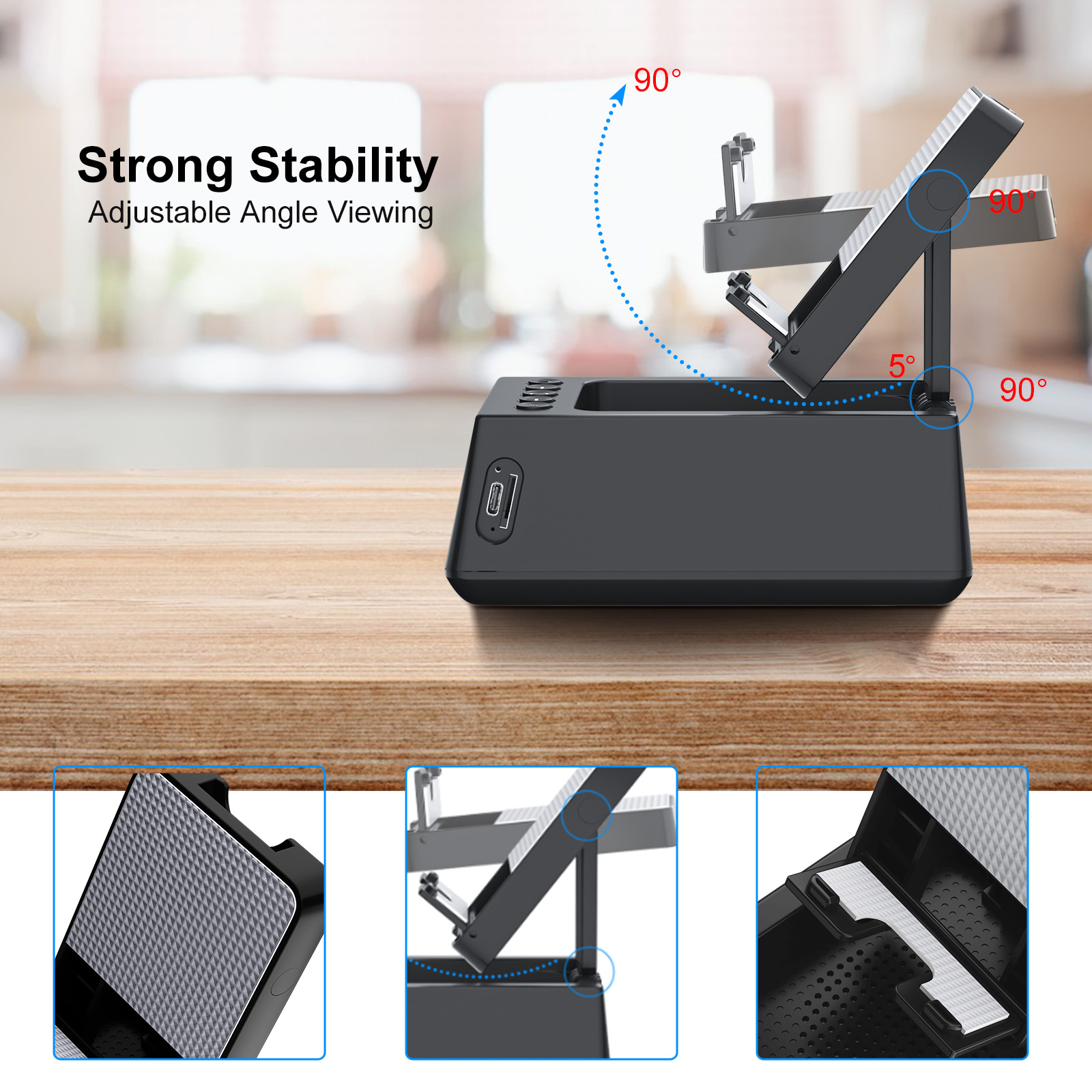 WISE TIGER Bluetooth speaker Foldable 3 in 1 Wireless Speaker with Loud Alarm Clock Cell Phone Stand 12H Display Speaker. 