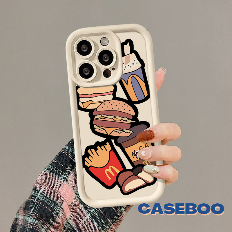 Cute Creativity Graffiti McDonald's Burger Fries Case for Redmi 9A 9C 13C 12C A1 9T 12 10C NFC 9 10A A2 Redmi Note 11 10 12 13 10s 9 8 11s Pro Max Poco M3 X5 Mi 11 12 Lite Angel Eyes Soft Cover. 