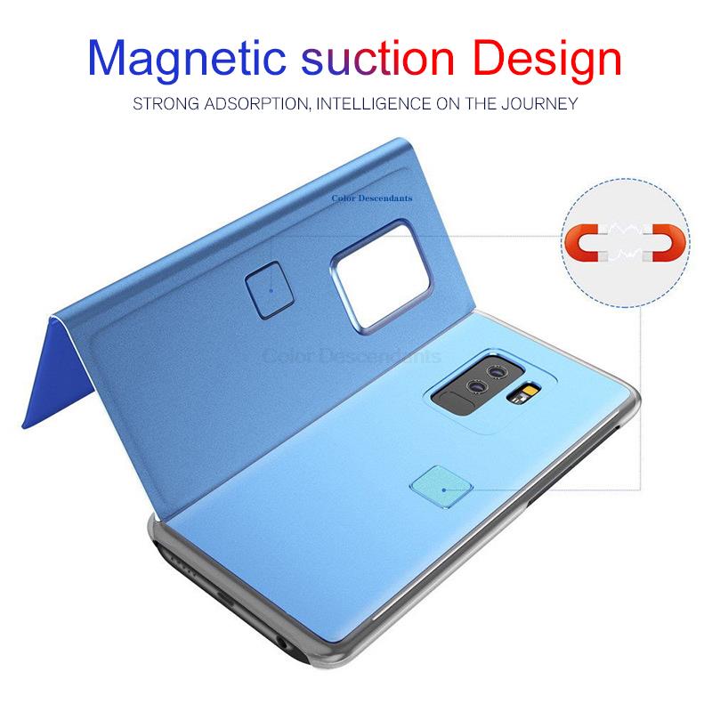 hauwei nova9 case smart mirror flip leather cover for huawei huawey huawie huavei nova 9 nth-nx9 6.57 magnetic stand coque. 