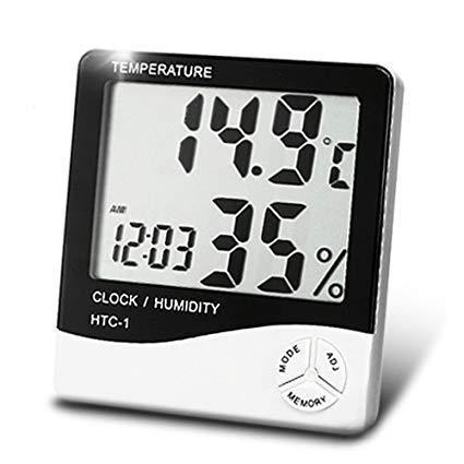 Digital Room Temperature &  Humidity Meter Clock Lcd Display HTC-1. 
