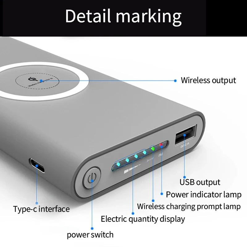 200000mAh Power Bank Two-Way Wireless Fast Charging Powerbank Portable Charger Type-C External Battery For iPhone xiaomi Samsung. 