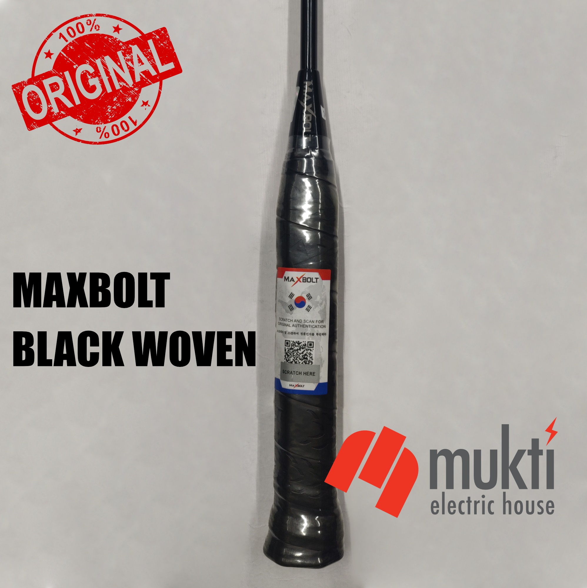 Korea Imported MAXBOLT BLACK WOVEN Unstrung Badminton Racket Bat. 