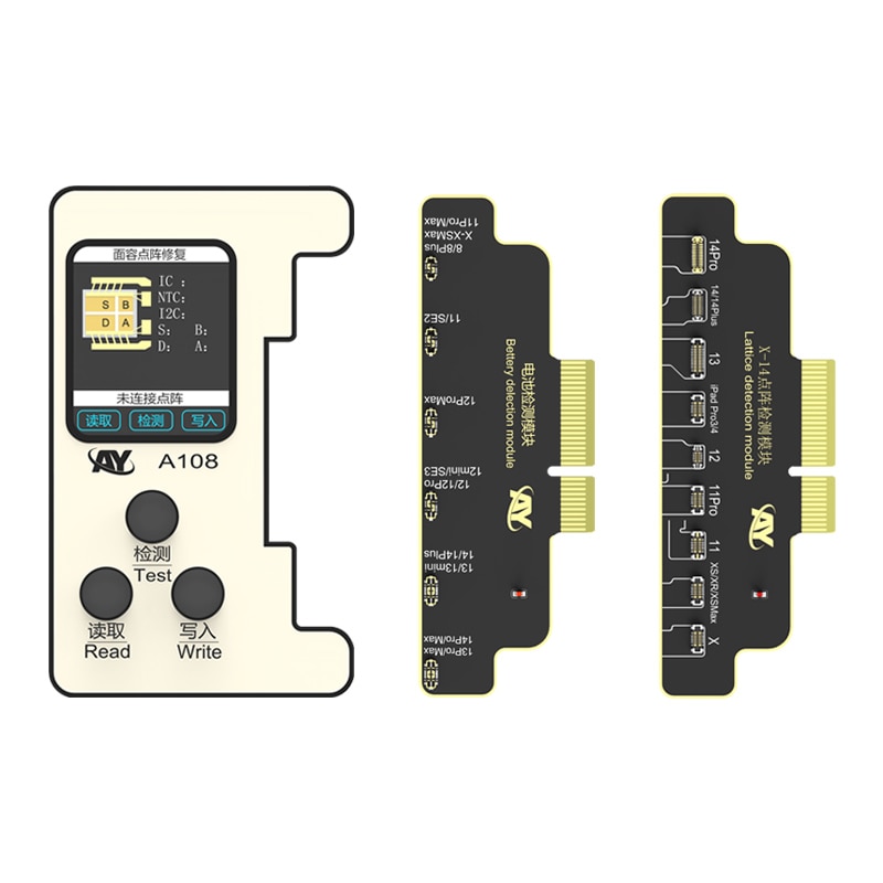 AY108 True Tone Dot Matrix Projector Repair Programmer For iPhone 8-14 Pro MAX Face ID/Battery FPC Flex Cable Read/Write Tool. 