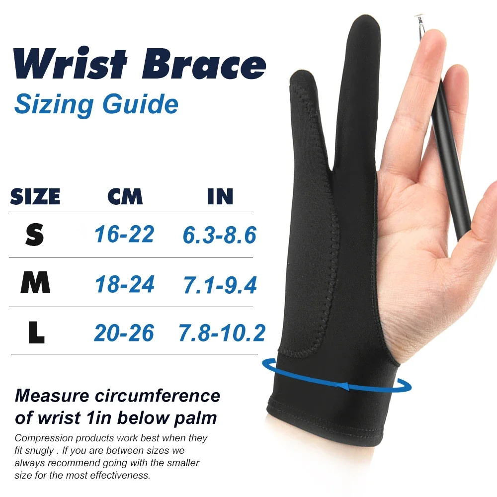 Artists Gloves, Palm Rejection Gloves with Two Fingers for Paper Sketching,  Graphics Drawing Tablet,Suitable for Left/Right Hand