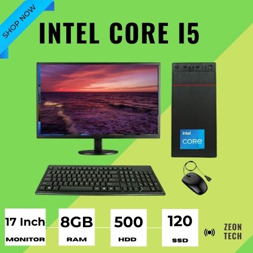 Full New Desktop 2025 with Intel Core i5 Processor, 8GB RAM 120GB SSD 500GB HDD 19Inch monitor and 2GB Built Graphics Gaming PC. 