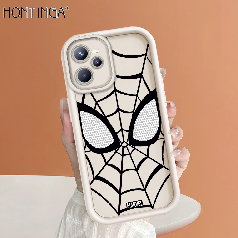 Hontinga for Realme C35 Realme Narzo 50A Prime Back Cover Spider-Man Pattern Ladder Soft Camera Protection Rubber Phone Case