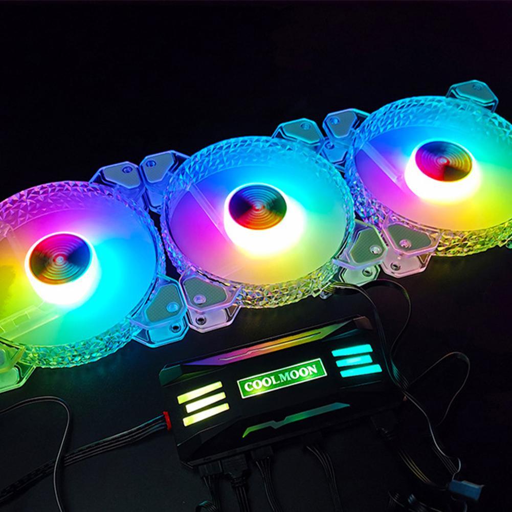 (NEW)Coolmoon P-argb Controller 4-pin Pwm 5v 3pin Smart RGB Remote Controller Chassis Fan Hub Pc Case Cooling Fan. 