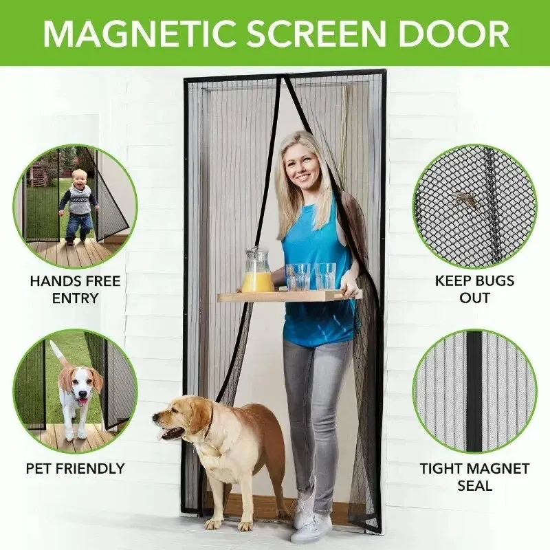 Anti-Mosquito Net Summer Automatic Closing Magnetic Mosquito Net Invisible Door Mesh Anti Bug Fly Partition Curtain Magic Mesh. 