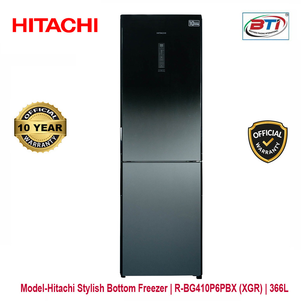 Hitachi Stylish Bottom Freezer Model R-BG410P6PBX (XGR) | 366L