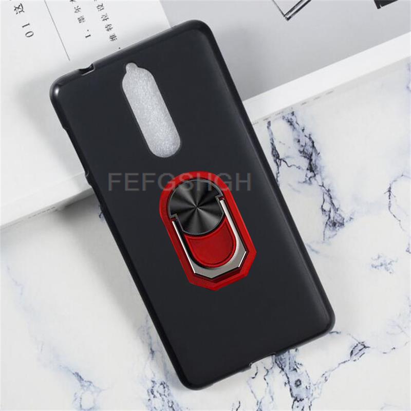 For Nokia 8 Back Finger Ring Soft TPU Silicone Case For Nokia 8 TA-1004 TA-1012 TA-1052 Phone Cover. 