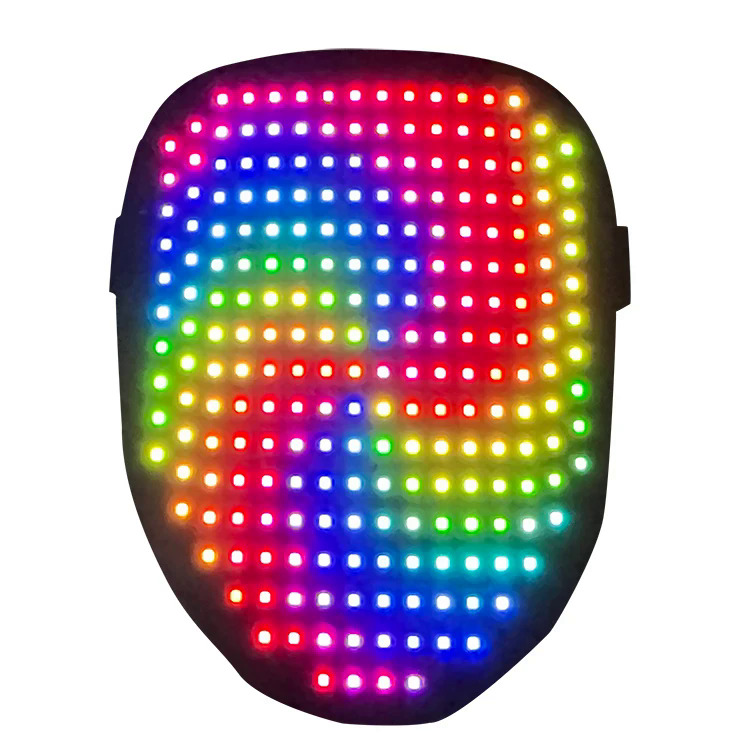 Halloween Light Up Mask with LED Screen Gesture Controlled Full Color LED Face Changing Luminous Mask Christmas Gift