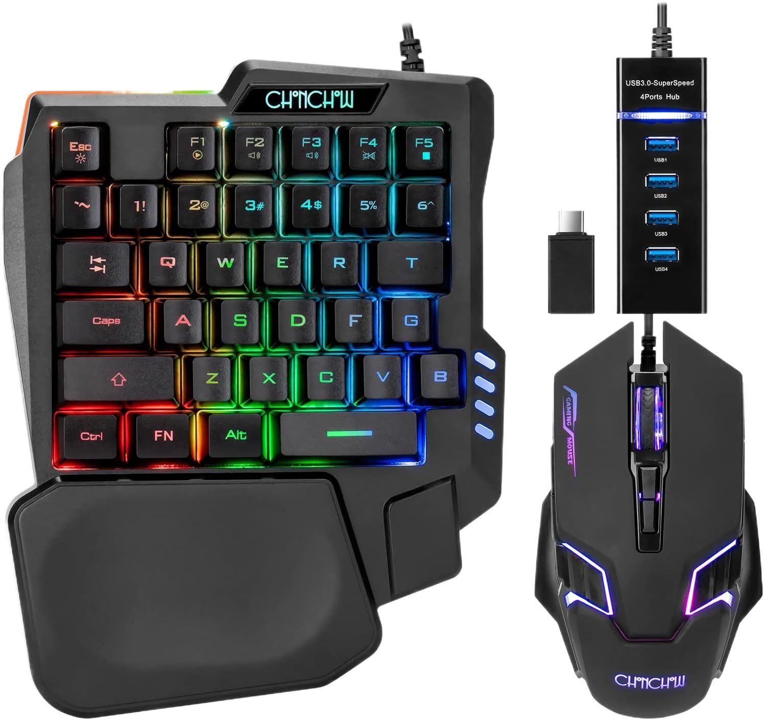 Mobile Controller Gaming Keyboard Mouse Converter PUBG Keypad Adapter for Android USB TYPE-C Game Accessories 4 in 1 Gaming Keyboard Mouse Convertor Combo- Black. 