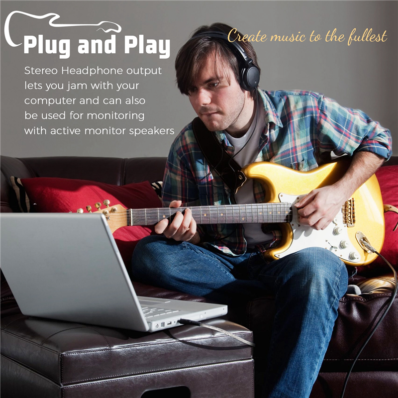 Guitar to USB Interface Link Cable Adapter /PC Recording CD Studio Laptop. 