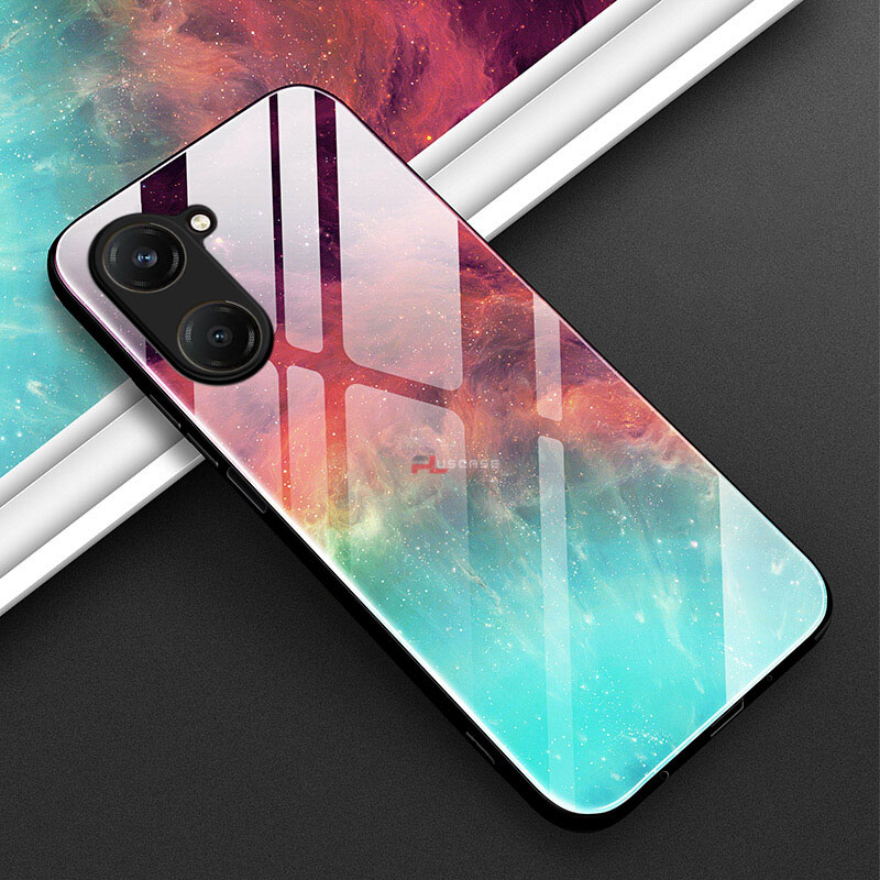 PlusCase for Vivo Y03 Y03t Y18 Y18s 4G Y28s 5G Case Glass Nebula Pattern Hard Shockproof Phone Back Cover. 