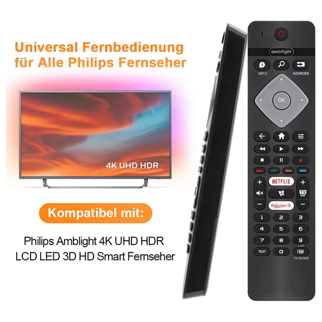 Remote Control Replacement for All Philips Ambilight 4K Smart LED. 
