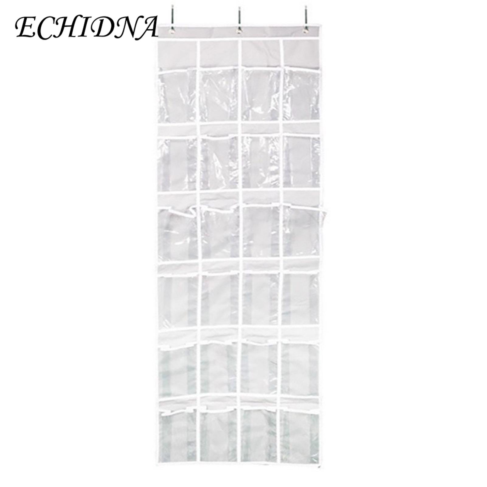Hanging Shoe Storage Bag Large Capacity Over-the-door Shoe Organizer with 24 Pockets 3 Hooks Space Saving Shoe Storage Bag for Home Dorm Room Clear Pocket Shoe Hanger