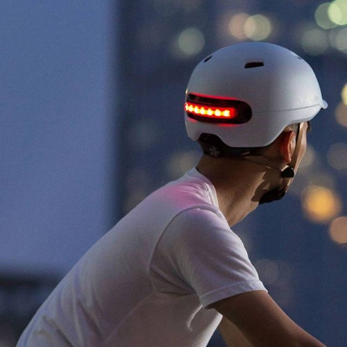 Xiaomi Smart4u SH50 Bicycle Smart Flash Helmet Automatic Light Perception Warning Light Long Battery Life IPX4 Waterproof Size L - White. 