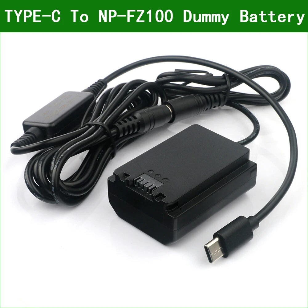 AC-FZ100 USB Type-C NP-FZ100 Dummy Battery Power Adapter DC coupler For Sony Alpha 1 6600 7C 7 7R 7SIII 7R IV 9 II ILME-FX3 FX3