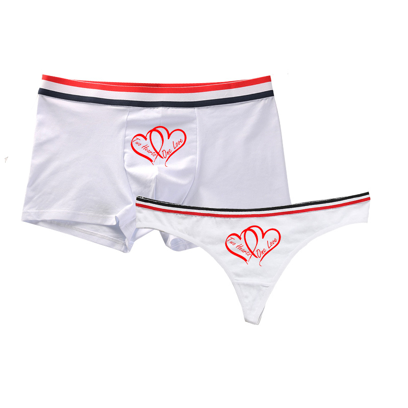 Couple Lover Matching Letter Print Underwear Order Seperately for Women G string and Men Boxer Shorts Underpants. 