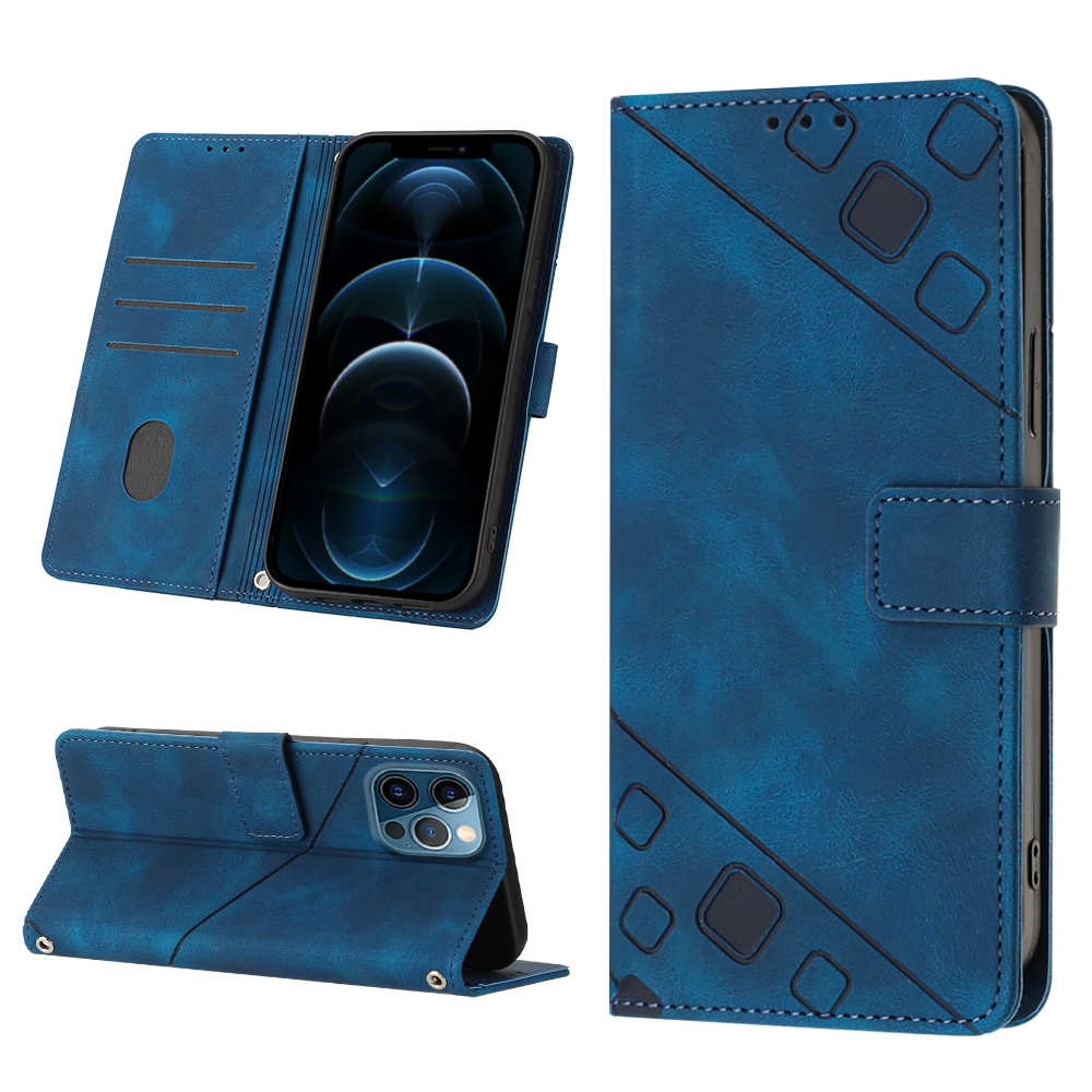 (COD)For iPhone 12 Pro Max Skin-feel Embossed Leather Phone Case