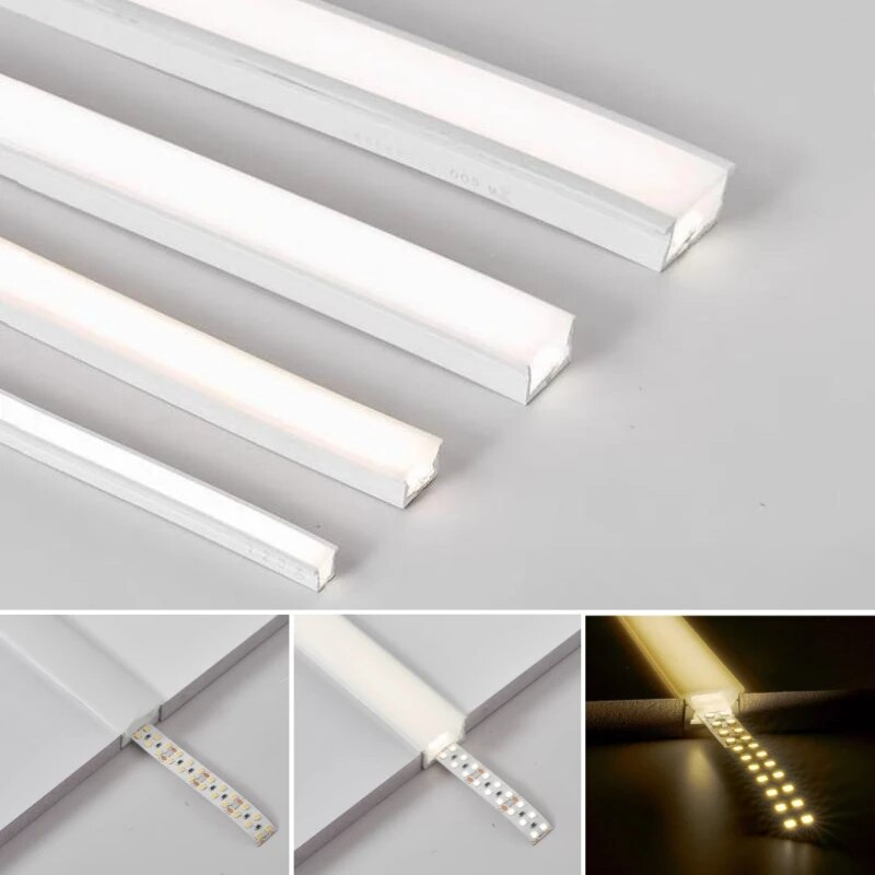 Frameless LED Neon Rope Tube Black Recessed Silicone Diffuser Channel For WS2811 WS2812B RGB Flexible Ribbon Outdoor Strip Light. 