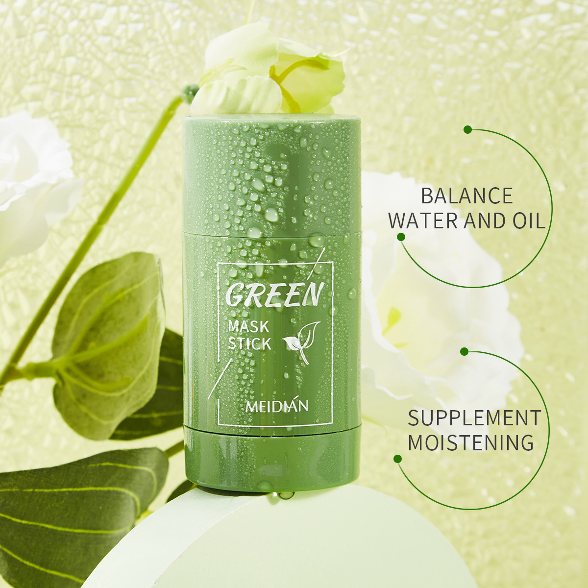 Charm point cross-border mud mask, green tea solid mask, deep cleansing, cement mask, shrink pores, apply. 