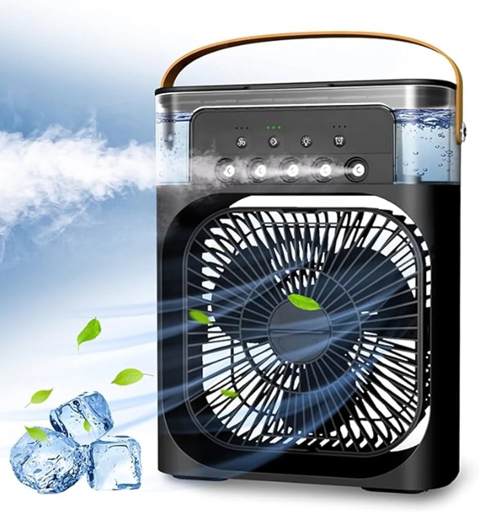 Portable Fan Air Conditioners USB Electric Fan LED Night Light Water Mist Fun 3 In 1 Air Cooler For Home. 