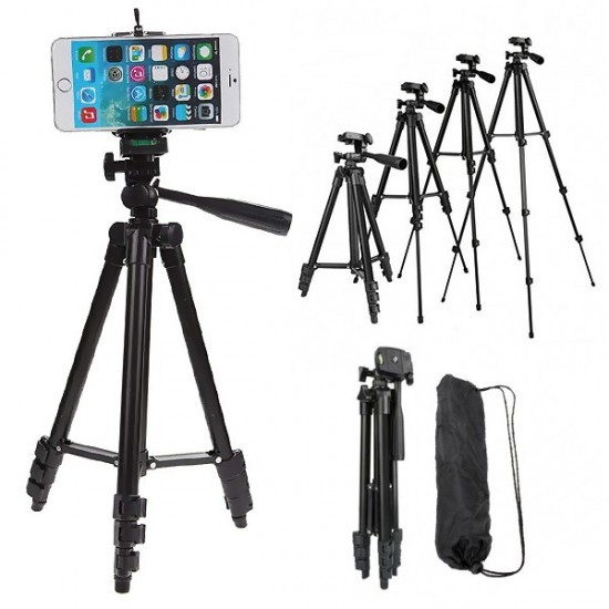 Tripod 3120A Camera Stand with Phone Holder ClipBlack