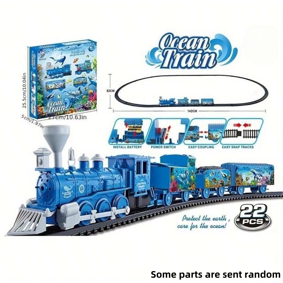 Electric Train Toy Set with Circular Track, Assembly Track Train Toy Set, Children's Birthday Gift（Some parts are sent random）. 