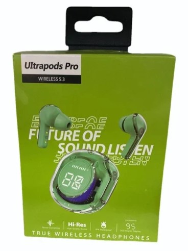 Ultrapods Pro True Wireless Earbuds with Display Transparent Design, Water Proof, Bluetooth 5.3