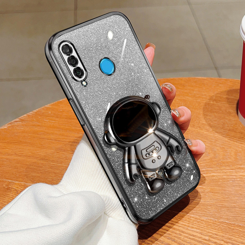 For Huawei Y6P Y7 2019 Y7 Prime 2019 Y7 Pro 2019 Y7A Y8P Y9 Prime Y9s Casing Case with Cartoon Astronaut Stand Luxury Gradient Plating Glitter Girly Phone Case Clear Soft Silicone Shockproof Protective Cases Pouch