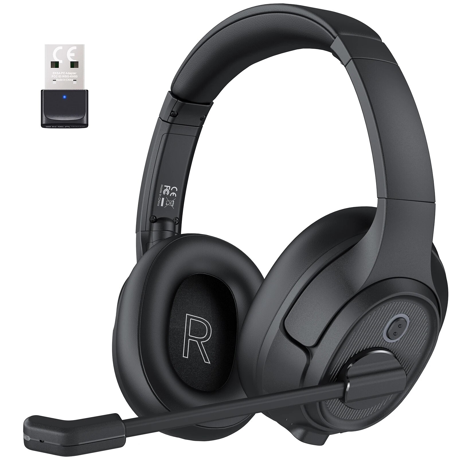 EKSA H6 Wireless Headphones Bluetooth 5.0 Headset with USB Dongle ENC Call Noise Cancelling Mic 30H Playtime For Office Computer. 