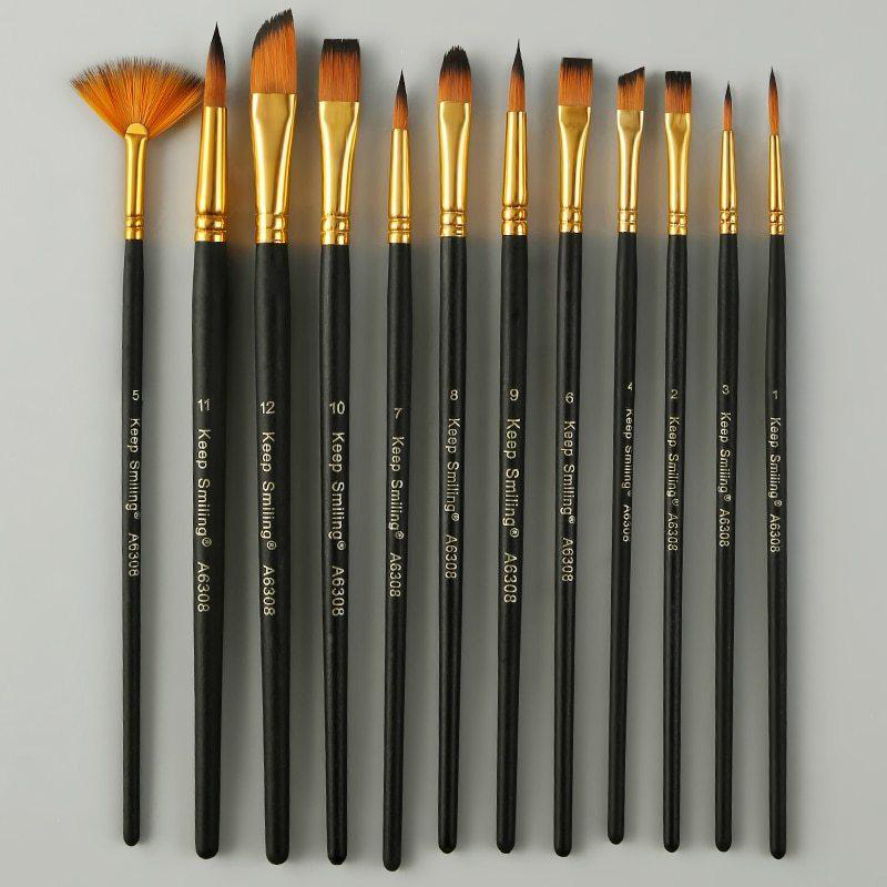 Keep smiling Artis Acrylic Paint Brush - 12 pcs set. 