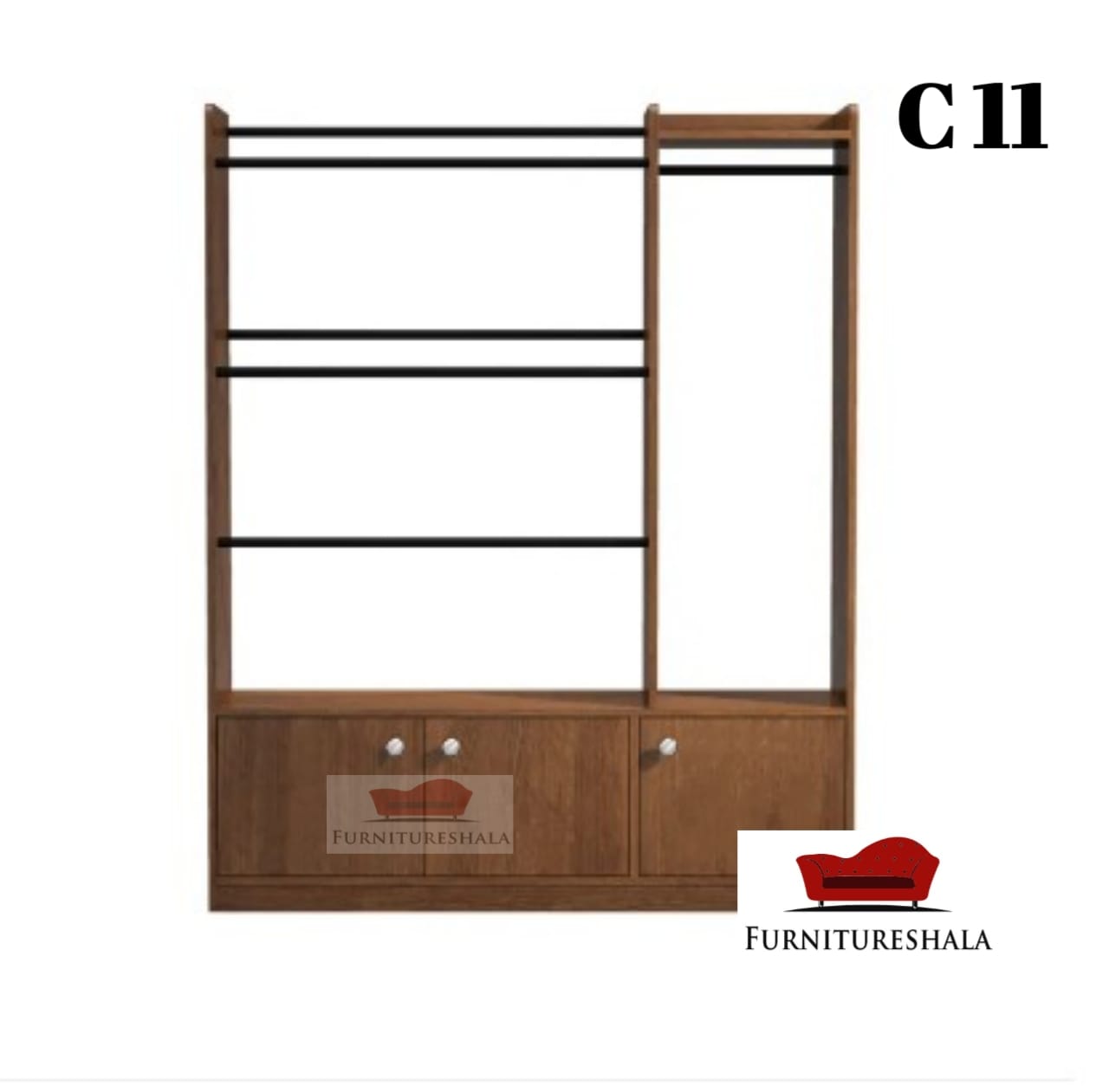 FurnitureShala Modern Alna With 3 Storage Cabinet and Shelf for Home(5ft/3.5ft/14inch)