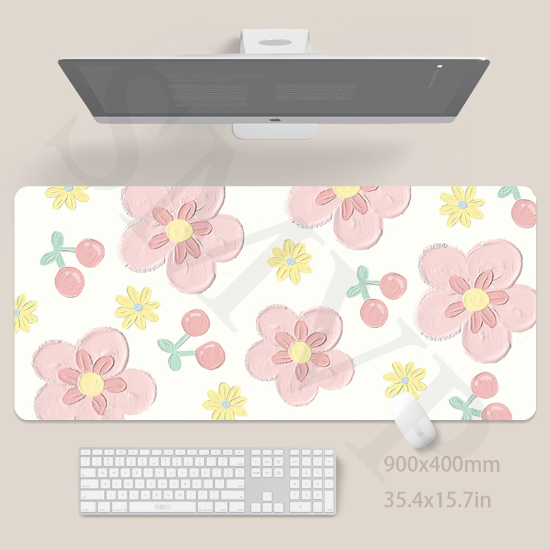 Flower Mouse Pad 40x90cm Cute Desk Mat Big Kawaii Mousepad XXL Mouse Mat Large Keyboard Mat Desk Pad For Computer Mousepads. 