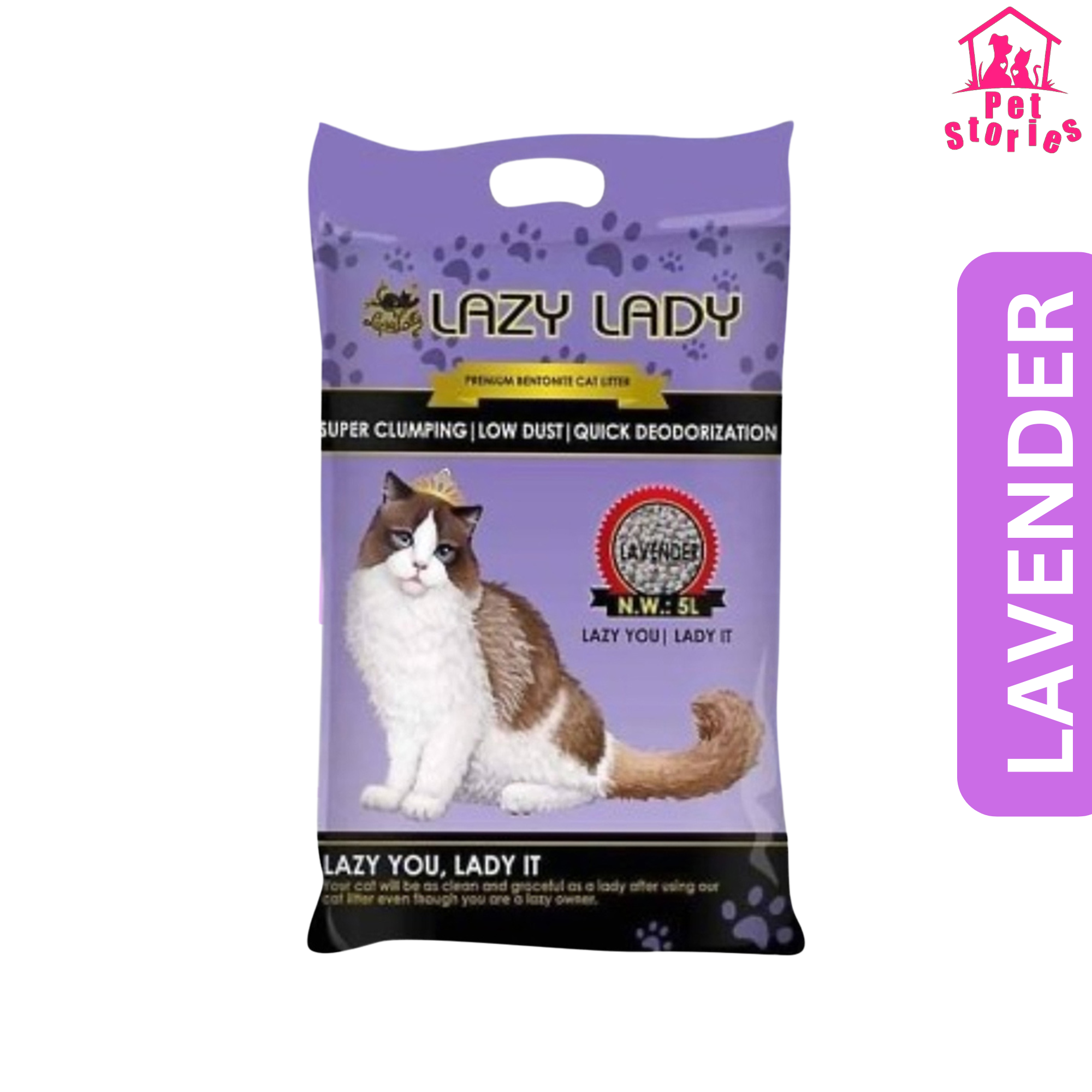 Lazy Lady Premium Bentonite Cat Litter 5L Multiple Flavour. 