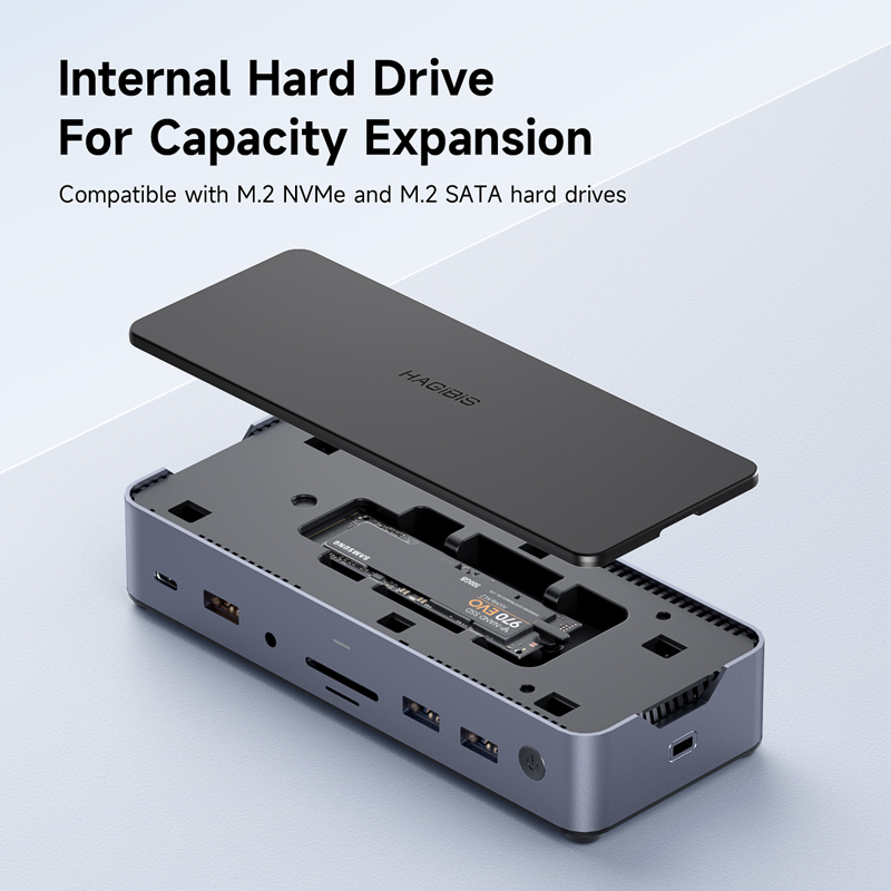 Hagibis USB C Docking Station Type C to 8K DP HDMI-Compatible Triple Display M.2 SSD PD3.0 RJ45 15 in 1 USB C HUB for PC Laptops. 