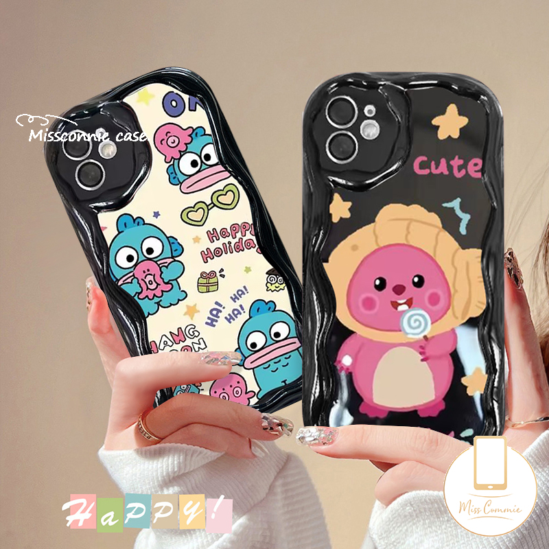 MissConnie Creative Cute Clownfish Little Beaver Loopy 3D Wavy Curved Edge Phone Case Compatible for IPhone 7Plus 15 14 11 13 12 Pro Max XR X XS MAX 6 15 8 7 6S Plus SE 2020 Shockproof Cover. 
