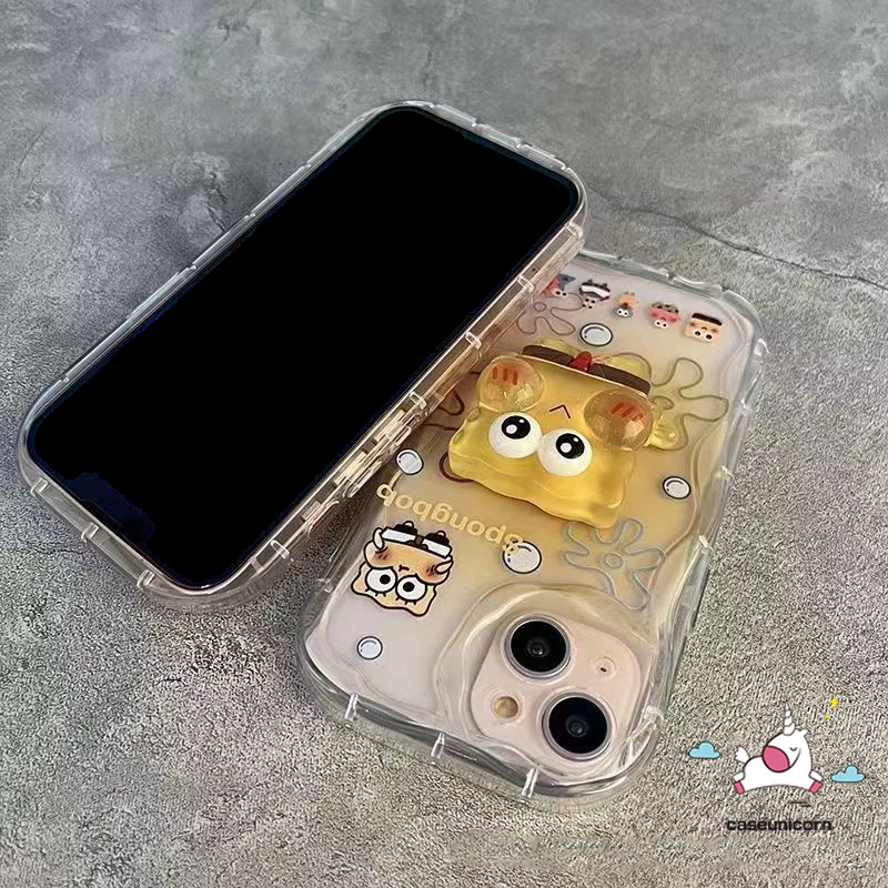 Spongebob Patrick Star 3D Steric Doll Stand Case Compatible For Redmi 12 A1 9A 9T 12C 10 10C 9 10A A2 9C NFC Note 12 10 10s 8 9 11 11s Pro Max Poco M3 Mi 11 12 Lite 3D Wavy Curved Edge Couples Cover. 