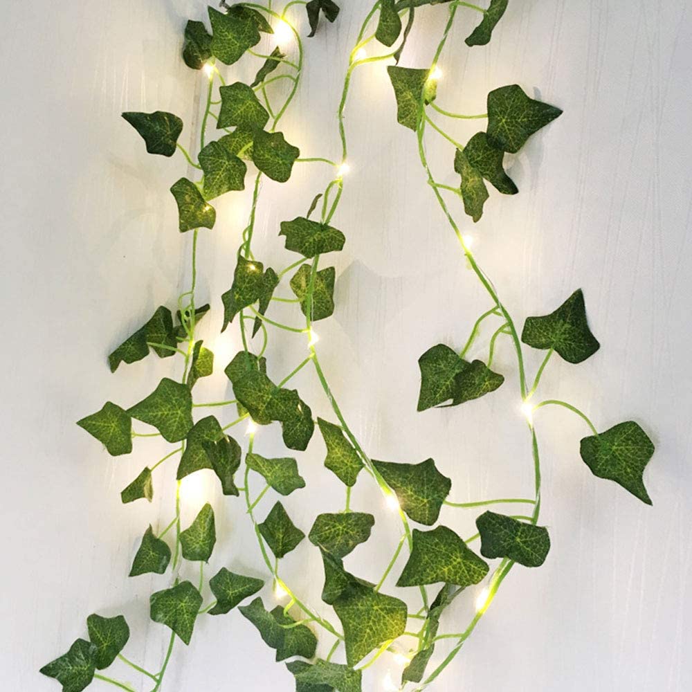 Enchanting LED Flower String Lights with Lush Green Leaves: 15 Feet of Indoor/Outdoor Fairy Lights/367. 