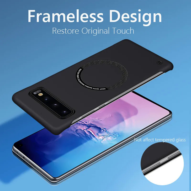 【NShisasN】For Samsung Galaxy S9 S10 Plus Frameless Magnetic Magsafe Slim Case For Samsung S10Plus S9Plus Wireless Charging Hard Back Cover. 
