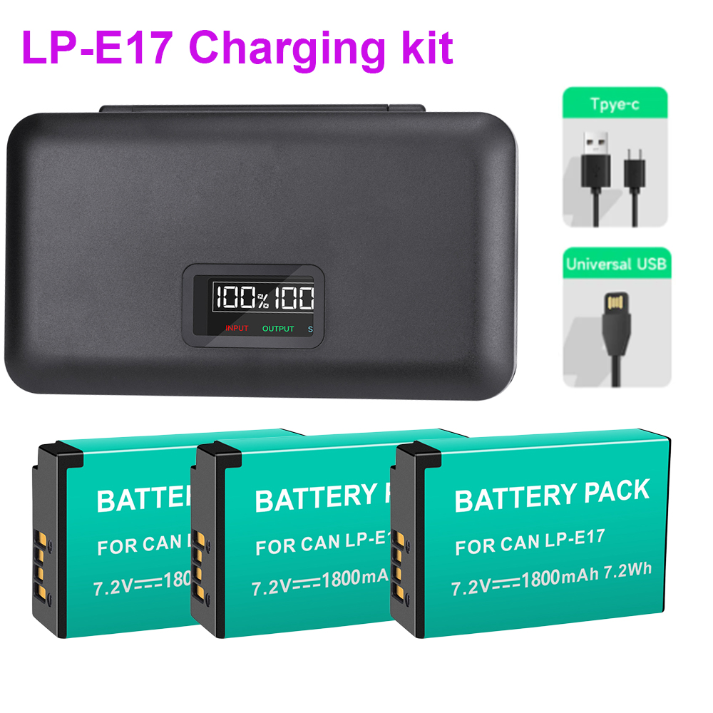 1800mAh LPE17 LP E17 LP-E17 Battery +LCD USB Charger For Canon EOS RP 200D M3 M6 750D 760D T6i T6s 800D 8000D Kiss X8i Camera